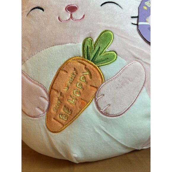 Squishmallow Bop Pink Bunny Rabbit Don't Worry Be Hoppy Easter Carrot - Picture 2 of 7